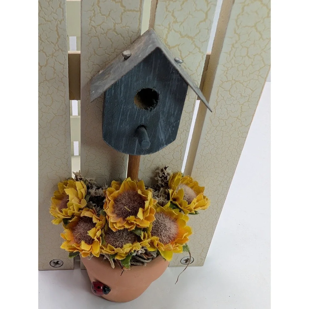Vtg 1999 ABC Sunflower Napkin Holder Birdhouse Country Farmhouse Decor